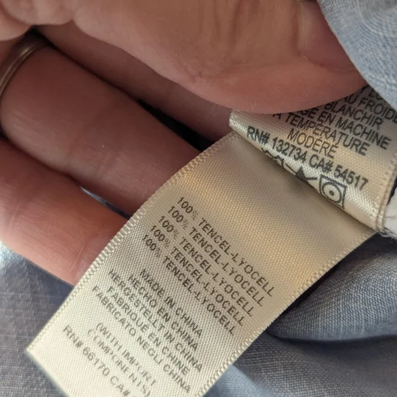 Cloth & Stone Anthropologie Chambray Tencel Split Back Button Down Shirt Tunic S - Picture 7 of 7